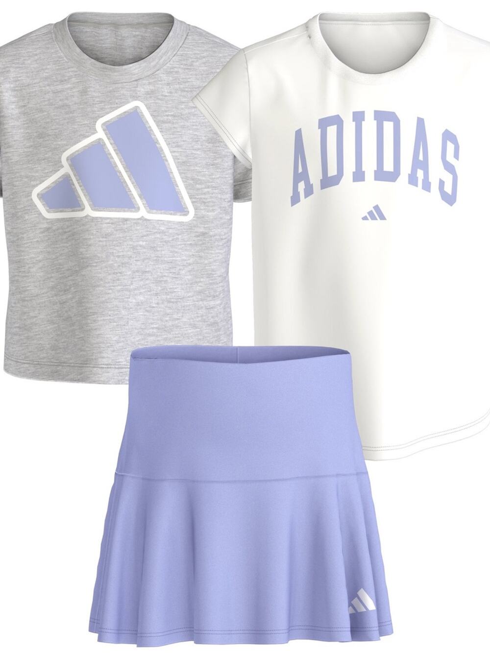 adidas Girl’s Skort Tee Shirts Set Lilac Gray Size 5 NWT